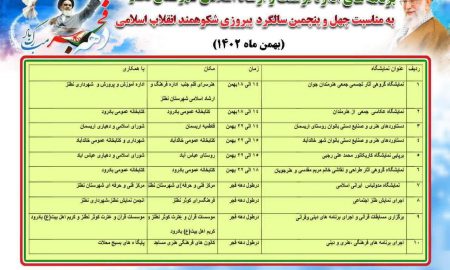 برنامه های اداره فرهنگ و ارشاد اسلامی شهرستان نطنز در دهه مبارک فجر انقلاب اسلامی