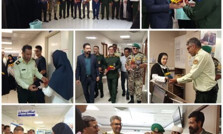 تجلیل از پرستاران بیمارستان فاطمیه بادرود توسط نیروی نظامی ، انتظامی و بسیجیان.