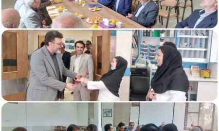 حضور مسولین در بیمارستان خاتم الانبیا با هدف تقدیر از پرستاران در روز پرستار و برگزاری نشست با خیرین سلامت نطنز