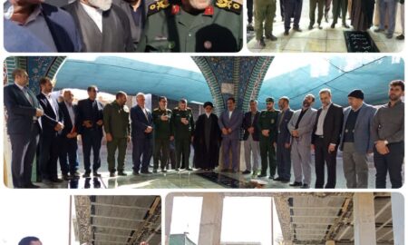 حضور سردار حزنی فرمانده قرارگاه محرومیت زدایی سپاه در شهدای گمنام نطنز