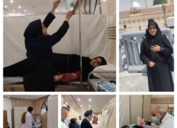 ارائه خدمات درمانی به حجاج توسط مربی و داوطلب جمعیت هلال احمر
