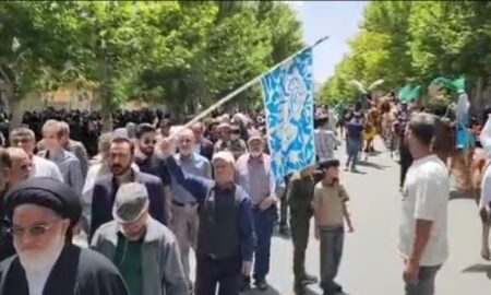 کاروان نمادین سیدالشهدا (ع) در روز عرفه در نطنز به حرکت درآمد