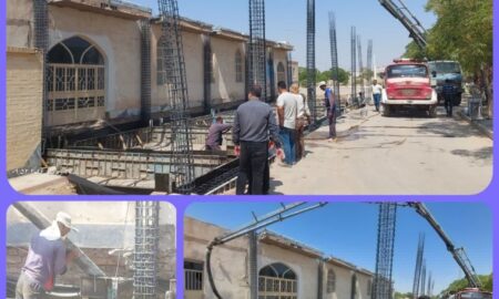 عملیات بتن‌ریزی فونداسیون «سالن اجتماعات گلزار شهدای خالدآباد» آغاز شد