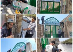 نصب و رونمایی از تابلوی سردرب مسجد امام رضا(ع) نطنز